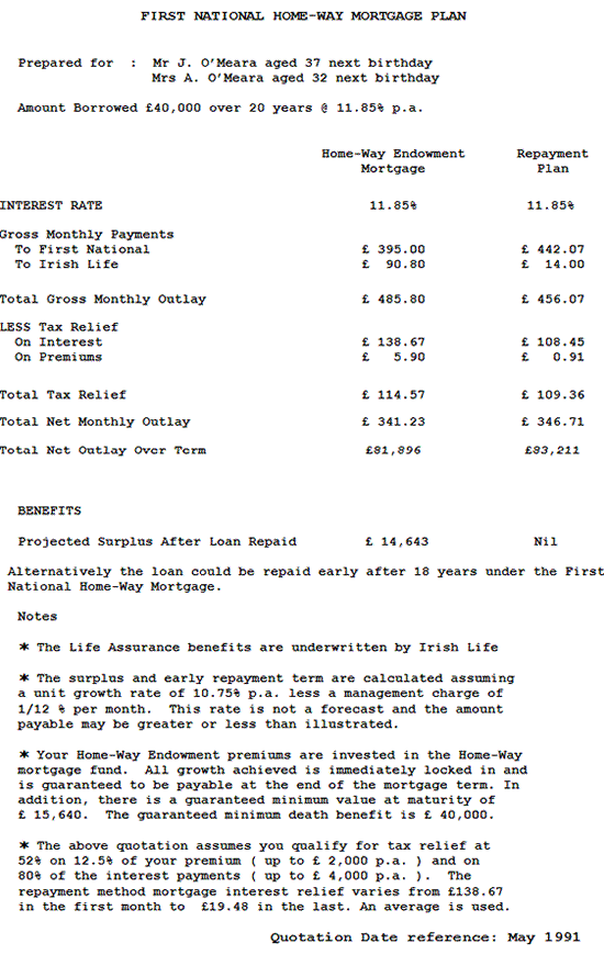 Case 2 Mortgage Quotation Format
